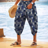 Men's Linen Printed Beach Cropped Trousers 82556756YY