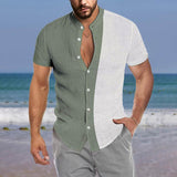 Men's Color Patchwork Short-Sleeve Shirt 51666590YY