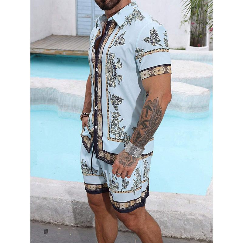 Men's Hawaiian Print Shirt Resort Set 18751328YM