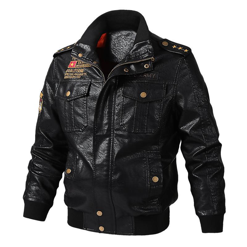 Men's Loose Multi-pocket Leather Jacket 69223638YM