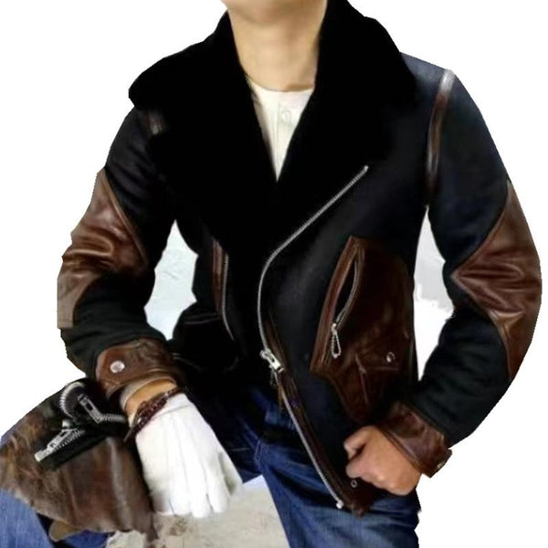 Men's Faux Leather Contrast Jacket 53829270YM