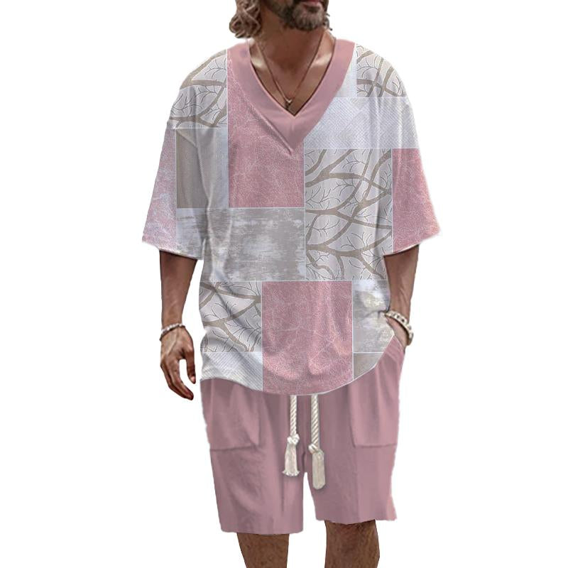 Men's Art Casual Printed Short Sleeve Suit 10323374YY