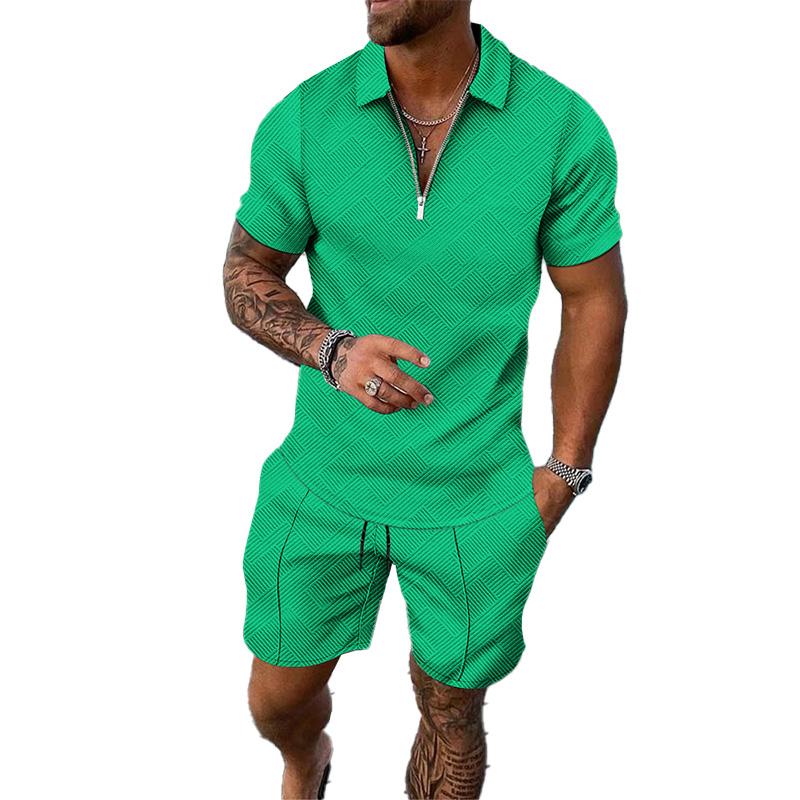 Men's Casual Two-piece Short-sleeved Shorts 96776216YM