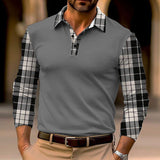 Men's Plaid Long Sleeve Polo Shirt 17771761YM