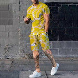 Men's Retro Printed Short Sleeve Tee adn Shorts Sets 29906804YY
