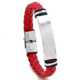 Men's Casual Leather Braided Titanium Steel Leather Bracelet 62134799YM