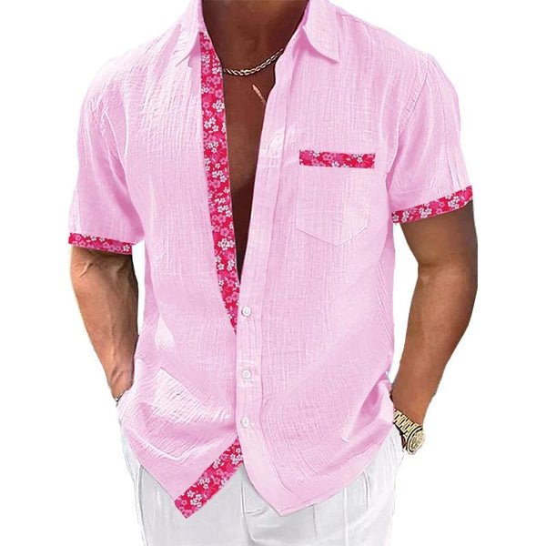 Men's Casual Hawaiian Lace Lapel Short Sleeve Shirt 80011867YM
