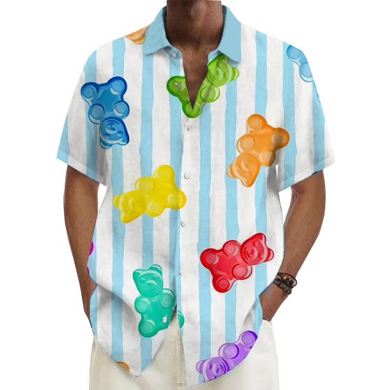 Men's Gummy Bear Printed Short-Sleeved Shirt 34126148YY