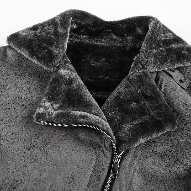 Men's Sherpa Leather Fleece Jacket 76526738YM