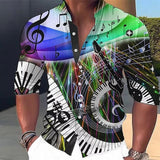 Men's Musical Symbol Stand Collar Long Sleeve Shirt 38241332YY