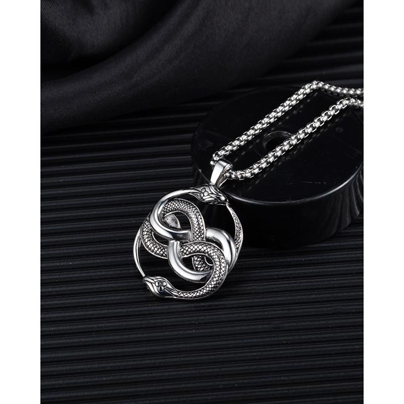 Retro Street Double Snake Entwined Necklace 79480566YM