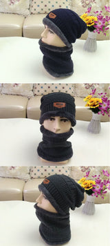 Men's Fleece Ear Protection Neck Scarf Knitted Hat 11571414YM