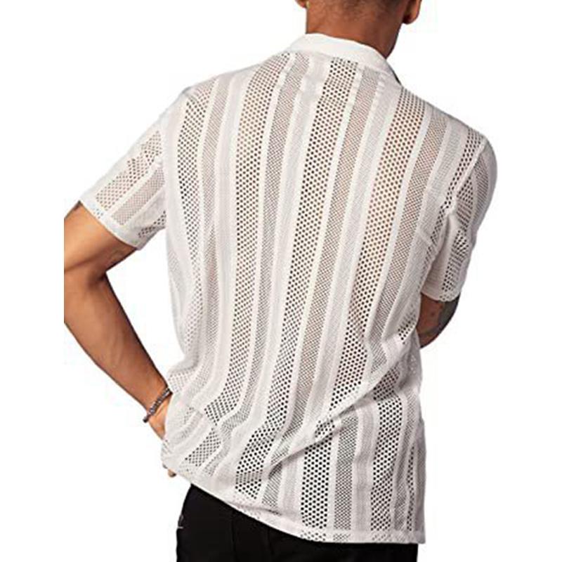 Men's Casual Button-down Knitted Short-sleeved Shirt 21118698YM