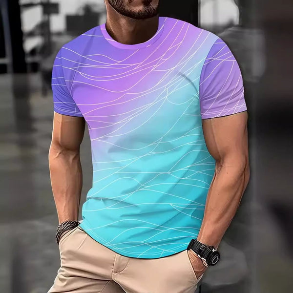 Men's Color Gradient 3D Printed Short Sleeve T-shirt 61709326YY