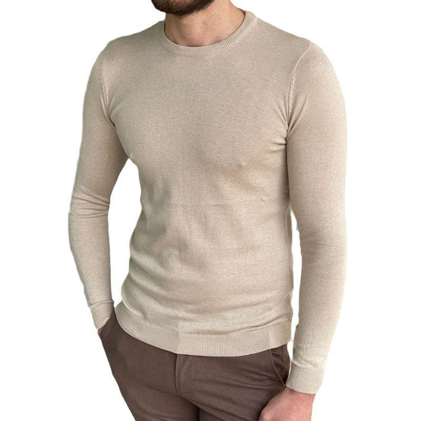 Men's Claasic Solid Color Round Neck Kinted Sweater 57672740YY