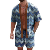 Men's Patchwork Printed Casual Two-piece Set 23247883YM