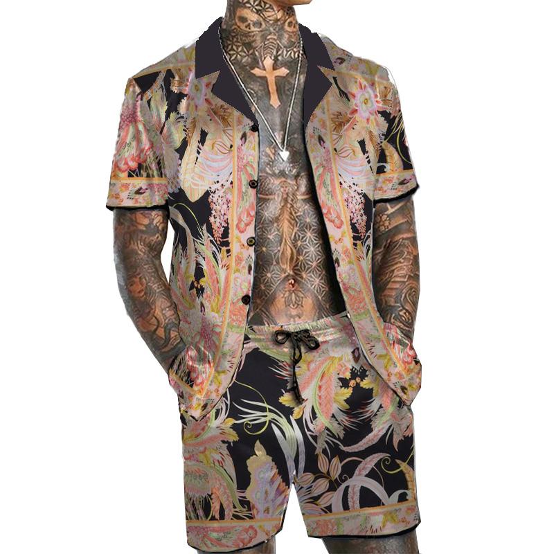 Men's Vintage Hawaiian Short Sleeve Shirt Set 16698103YM