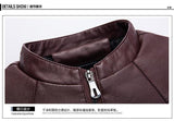 Men's Casual Stand Collar Leather Jacket 91072001YM