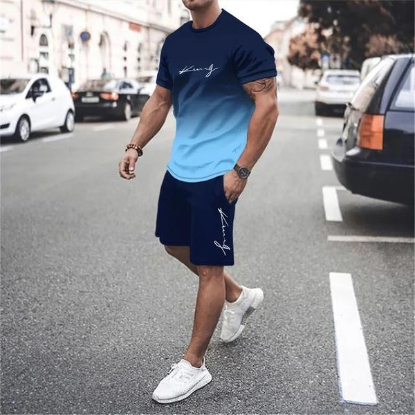 Men's Crew Neck Quick-drying Short-sleeved T-shirt and Shorts Set 33666439YY