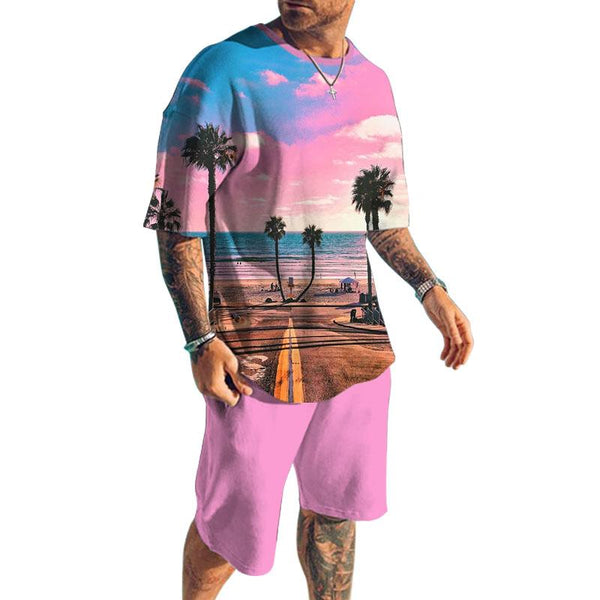 Men's Chasing Sunset Shorts Short-Sleeved T-Shirt Casual Sets 34581271YY