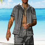 Men's Vintage Hawaiian Short Sleeve Shirt Set 74521791YM