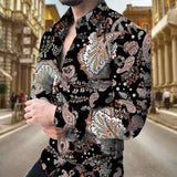 Men's Paisley Pattern Casual Long Sleeve Lapel Shirt 26445385L