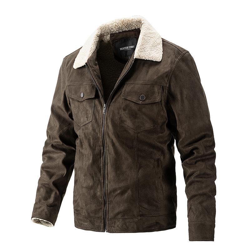 Men's Jacket Lapel Sherpa Thickened Padded Casual Coat 21054032L