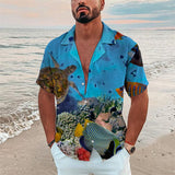 Men's Cuban Collar Short-sleeved Hawaiian Shirt 14194863YY
