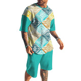 Men's Geometry Printed Shorts Short-Sleeved T-Shirt Casual Sets 77802372YY