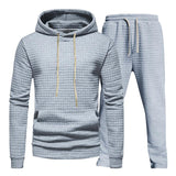 Men's Jacquard Small Square Hooded Sweater Trousers Casual Sports Set 61617036L