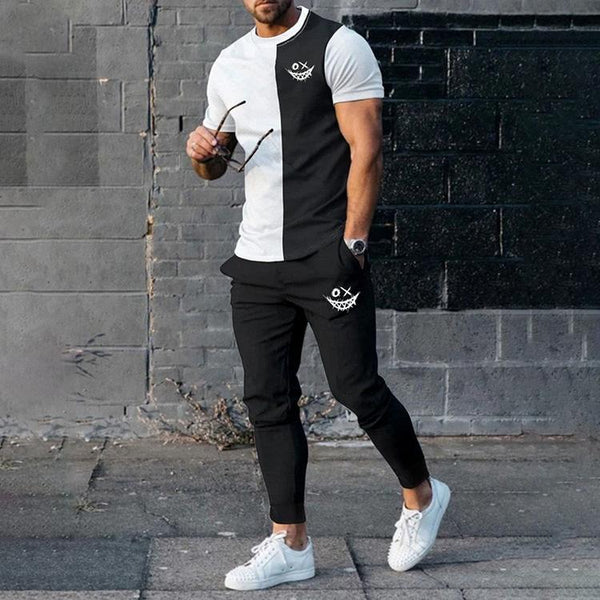 Men's 2 Pice 3D Printed Short Sleeve Tee and Sweatpants Sets 31156644YY