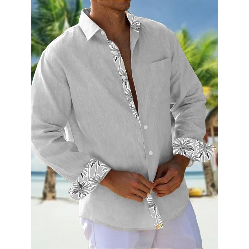 Men's Lapel Casual Long Sleeve Shirt 14787297YM