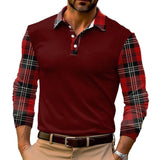 Men's Plaid Long Sleeve Polo Shirt 68565330YM