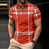 Men's Classic Plaid Printed Zipper Polo Shirt 40873265YY