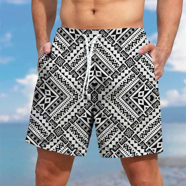 Men's Retro Old-money Printed Beach Shorts 21365142YY