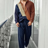 Men's Long-sleeved Lapel Printed Shirt Loose Sportswear Suits 47450539YY
