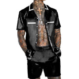 Men's Printed Shirt Short Sleeve Suit 95354509YM
