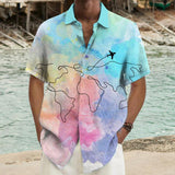 Men's Romantic Travel Route Printed Short-Sleeved Shirt 82399117YY