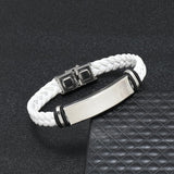 Men's Casual Leather Braided Titanium Steel Leather Bracelet 62134799YM