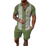 Men's Printed Short Sleeve POLO Suit 64397584YM