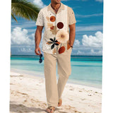 Men's Casual Printed Short Sleeve Shirt Set 50196876YM