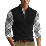 Men's Plaid Long Sleeve Polo Shirt 21064137YM