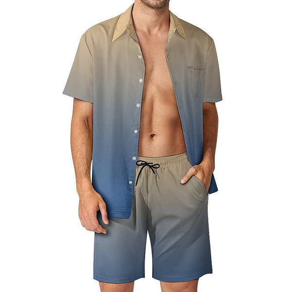 Men's Casual Printed Shirt Shorts Suit 89952465YM