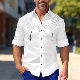 Men's Lapel Printed Casual Short Sleeve Shirt 64098037L