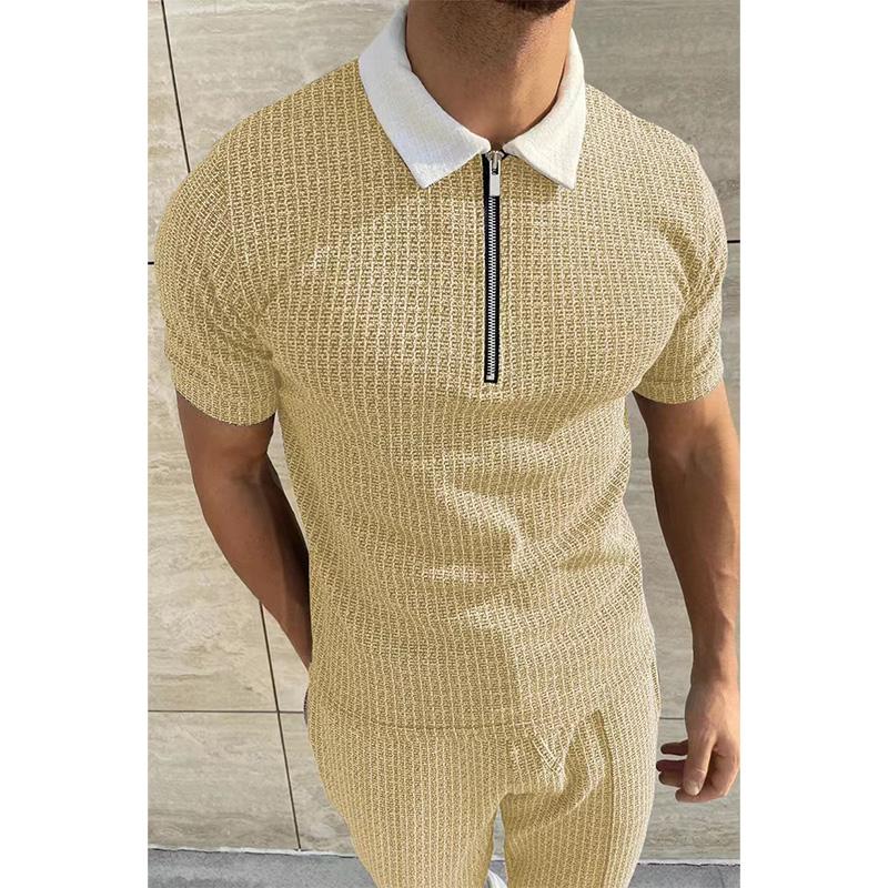 Men's Solid Color Loose Short Sleeve POLO Shirt 46684714YM