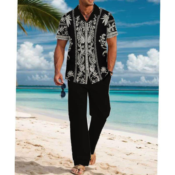 Men's Casual Printed Short Sleeve Shirt Set 20068078YY