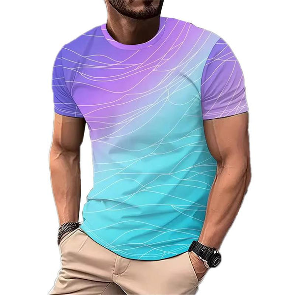 Men's Color Gradient 3D Printed Short Sleeve T-shirt 61709326YY