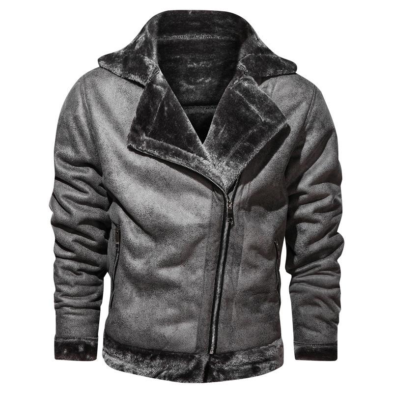 Men's Sherpa Leather Fleece Jacket 76526738YM