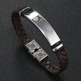 Men's Casual Leather Braided Titanium Steel Leather Bracelet 62134799YM