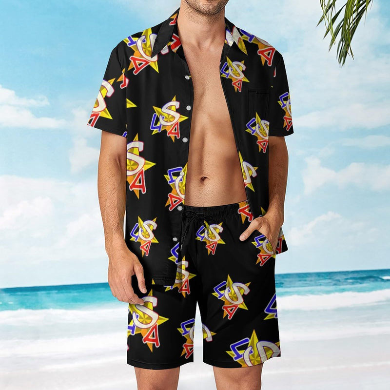 Men's Hawaii Printed Short Sleeve Shirt Shorts Sets 09528591YY